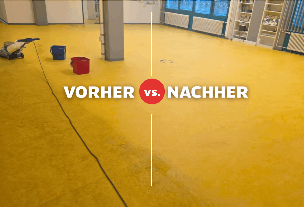 Vorher-Nachher-Bild eines gereinigten Bodens
