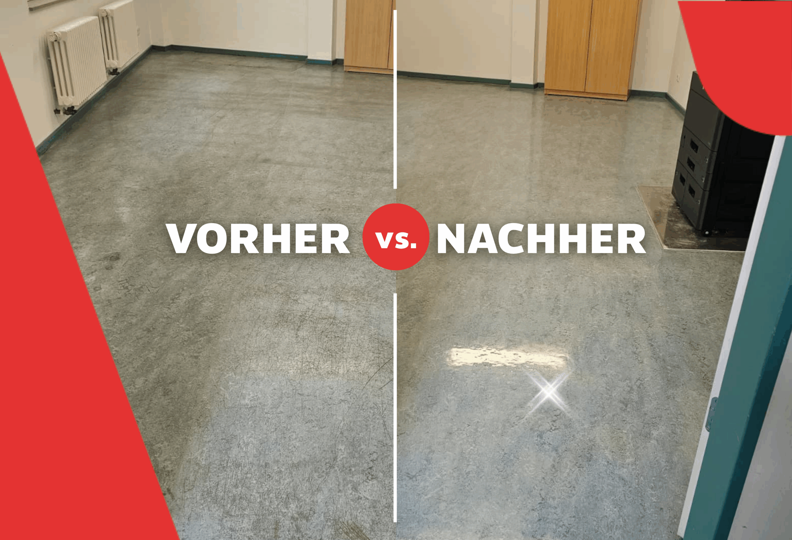 Vorher-Nachher-Bild eines gereinigten Bodens